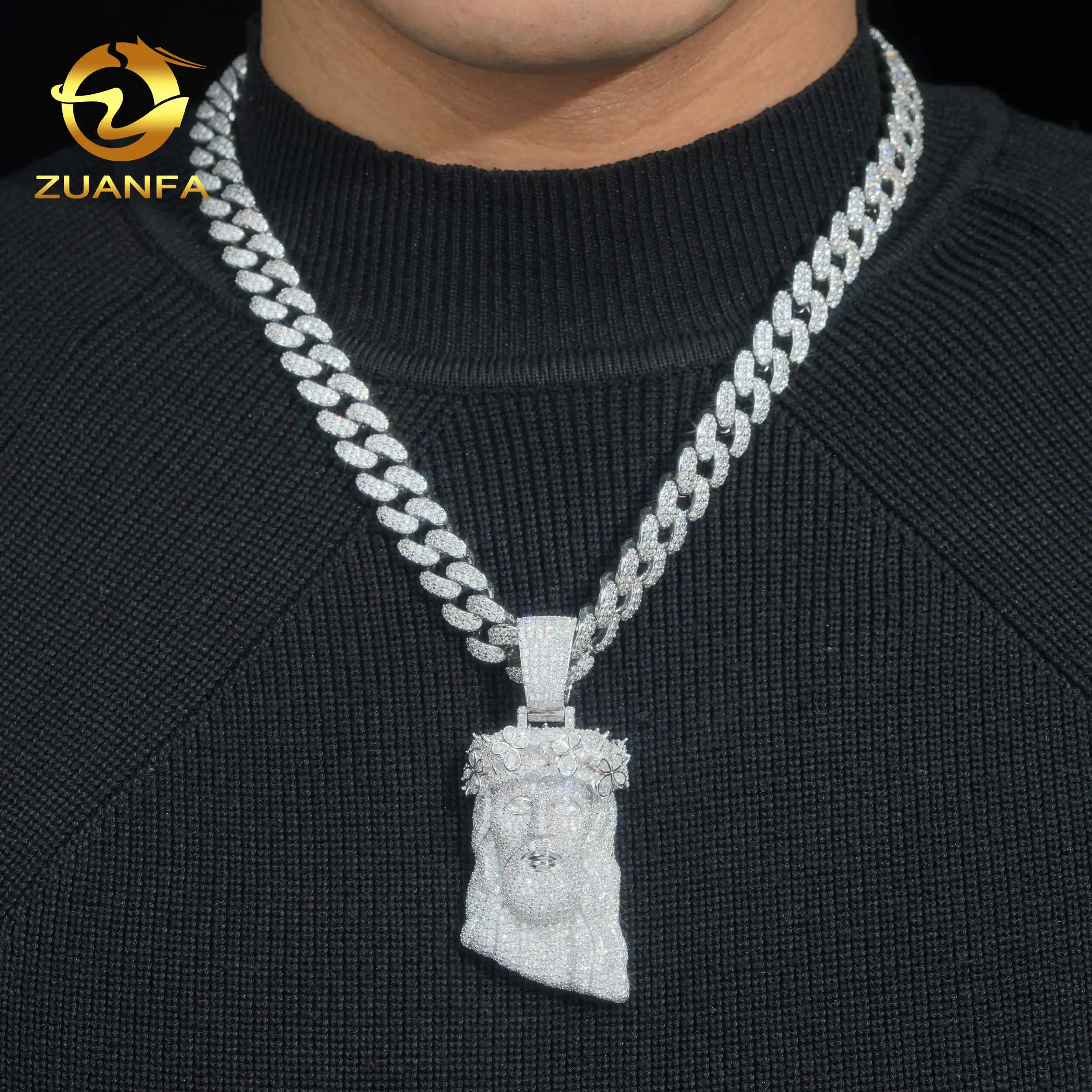 Exquisite Jewelry 3D Design Moissanite Jesus Pendant Large 925 Sterling Silver Iced Out Diamond Pendant Hip Hop Rock Gifts Women