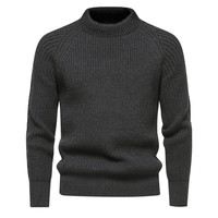 Pull en coton d'hiver pour homme, col rond, tricoté, motif uni, logo personnalisé OEM et ODM en gros