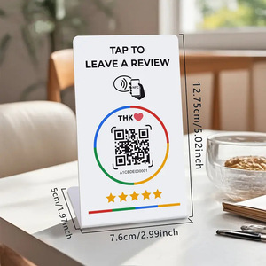 ป้ายตั้งโต๊ะ NFC แบบตั้งพื้นพร้อมการ์ดแสดงผลแบบพลาสติก สำหรับร้านค้าปลีกและเคาน์เตอร์บริการ - Product Image 4