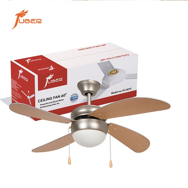 Simple Style Luxury 5-Speed Metal Ceiling Fan with LED Light and Mechanical Control Remote Included