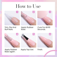 Base de Caoutchouc Sans HEMA Nude Gel UV Couleur Base de Vernis à Ongles Sans HEMA Gel Constructeur Caoutchouc pour Ongles Soak Off UV LED Transparent
