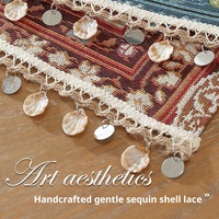 Nappe de table personnalisable en jacquard style bohème, nouveau motif géométrique rétro, décoration de table à manger en tissu, nappe longue