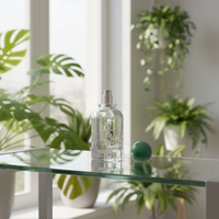Flacon de parfum en verre transparent haut de gamme de 100 ml, rond, avec motif cerf en relief, pulvérisateur à sertir à ouverture retardée et bouchon à bille