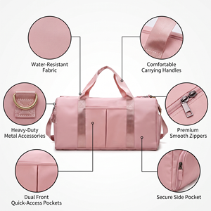 Bolsa <span class=keywords><strong>de</strong></span> Viaje Rosa Personalizada para Mujer, Bolsa Deportiva Resistente al Agua, Bolsa <span class=keywords><strong>de</strong></span> Gimnasio, Bolsa <span class=keywords><strong>de</strong></span> Fin <span class=keywords><strong>de</strong></span> Semana, Bolsa <span class=keywords><strong>de</strong></span> Viaje con Compartimento para Zapatos - Product Image 2