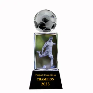 Kustom profesional blok Kristal 3d laser kristal sepak bola Piala fantasi Piala trofi sepak bola