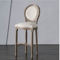Haut de gamme Antique traditionnel français Louis Style Design chêne en bois chaises hautes bar Restaurant bar tabouret salon salle à manger ensemble