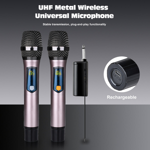 Microphones sans fil UHF doubles portables, portée 50m, faible latence, Plug and Play pour Karaoké, Fêtes à domicile, <span class=keywords><strong>Discours</strong></span>, Vente en gros - Product Image 5