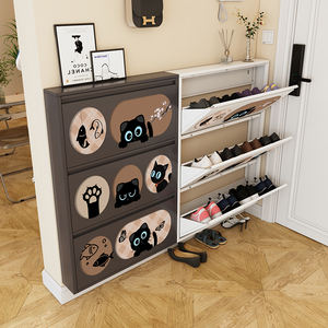 Antique Printed <b>Metal</b> Shoe Cabinet Multifunctional Shoe Rack with Removable <b>Drawers</b> Entryway Furniture for Home Custom Printed - Product Image 1
