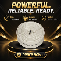 Tuyau d'incendie textile blanc 3 pouces 100 pieds avec raccords en laiton pour la lutte contre l'incendie