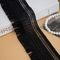 Dentelle brodée soluble dans l'eau en soie de lait écologique noire et blanche de 7 cm de large pour vêtements, textiles de maison, sacs, chaussures et décorations DIY
