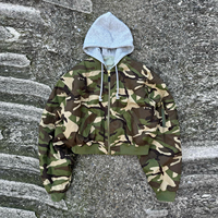 Blouson bomber réversible en coton sergé isolé avec logo personnalisé, blouson bomber réversible camouflage pour homme