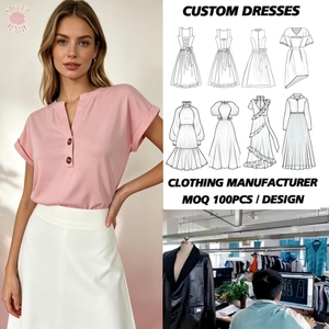 Camiseta Henley de manga corta para mujer, silueta relajada, cuello en V, ropa básica de moda para uso diario, para ocasiones de primavera y verano - Product Image 1