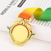 Médaille de sport en or 3D ronde avec ruban, design ouvert, moulage sous pression, gymnastique, football, soccer, vente en gros