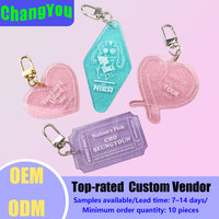 Porte-clés en acrylique transparent avec logo personnalisé imprimé par UV, hologramme brillant, accessoires artisanaux en plastique