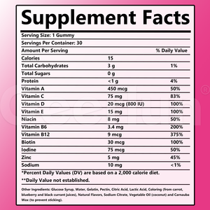 Gomitas Masticables de Biotina con Zinc, Vitaminas <span class=keywords><strong>B6</strong></span> y B12, Sin Azúcar, Marca Privada, Favorecen la Salud del Cabello, Uñas y Piel, para Mujeres - Product Image 4