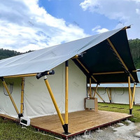 Tienda de Campaña Doble Capa con Diseño de Loft, Refugio Glamping de Dos Pisos, Baño Opcional, Material de Tela Oxford Impermeable para Todas las Estaciones