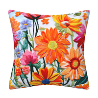 Housse de coussin brodée 3D florale très tendance, pour canapé, printemps-été, élégante et simple