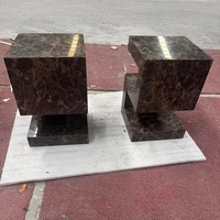 Table de chevet en pierre naturelle de luxe, table d'appoint en marbre Emperador foncé pour salon