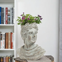 Lianda haute qualité rustique rétro ciment tête humaine Pot de fleur fait à la main moderne jardin extérieur décor pour usage domestique emballé Carton