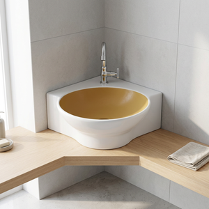 Vistaar Lavabo de table moderne pour hôtel, équipement sanitaire de luxe, lavabo blanc et or, entièrement en céramique cristallisée, garantie à vie - Product Image 5