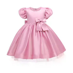 wholesale boutique 5 Colors clothing baby girl children party puff sleeve dress designs fairy frock for teen