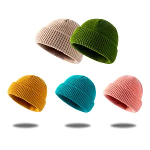 Tùy Chỉnh Đồng Bằng Mùa Đông Beanies Dệt Kim Hat Trống Mùa Đông Ấm Áp Ngư Dân Beanie Mũ Với Logo Của Bạn