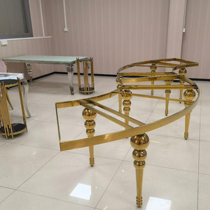 Base per Tavolo <span class=keywords><strong>da</strong></span> Banchetto Modulare con Gambe a Bolla in Acciaio Inossidabile Dorato, Struttura Curva a Serpentina per Tavoli <span class=keywords><strong>da</strong></span> Matrimonio - Product Image 1