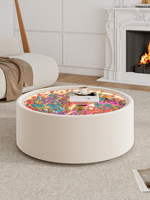 Table basse Flower Sea : Table basse ronde de style italien avec éclairage intégré pour le salon, luxe léger
