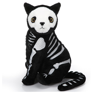 Peluche chat squelette noir de haute qualité 13 pouces, chaton noir doux en peluche, peluche Nightmare Rest pour cadeaux de fête d'Halloween - Product Image 1