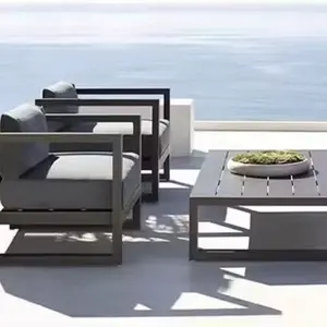 Ensemble de patio moderne et luxueux en aluminium pour hôtel et centre de villégiature canapé de jardin tout temps avec mobilier d'extérieur en corde tissée à la main