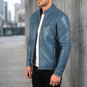 Men's Leather Motorcycle Windproof Lightweight Sun-Protecting Waterproof Stain-Resistant <b>Reversible</b> Front Logo - Product Image 2