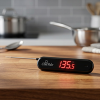 Termometer Dapur Digital Layar LCD Besar Bertenaga USB Probe Baja Tahan Karat Tahan Air Casing ABS -58F-572F Temperatur