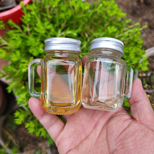 Small 35ml 40ml 60ml 120ml Clear Mini <strong>Mason</strong> <strong>Jar</strong> Mugs <strong>with</strong> <strong>Handle</strong> Glass Beverage <strong>Jars</strong> - Product Image 1