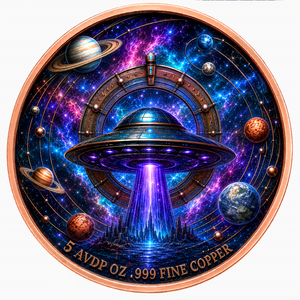 Moneta in Rame Puro .999 da 5 AVDP oz, a Rilievo Elevato, Tema Spaziale Sci-Fi 'Alien City Devourer', con Stampa UV Colorata, da Collezione - Product Image 2