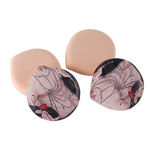 Borla de Maquillaje Ultra Suave y Gruesa de Algodón con <span class=keywords><strong>Forma</strong></span> de Gota, Estampado Floral y Cuentas, de Doble Uso, con Cinta Transparente - Product Image 5