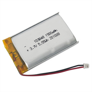 KC BIS 인증 공장 <span class=keywords><strong>103048</strong></span> 충전식 <span class=keywords><strong>3.7V</strong></span> 1500mAh 리튬 폴리머 파우치 리튬 이온 배터리 (PCB 및 전선 포함) - Product Image 1