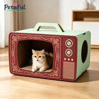 Griffoir et maison pour chat rectangulaire moderne au design créatif TV, résistant à l'usure et aux rayures, motif imprimé pour salon