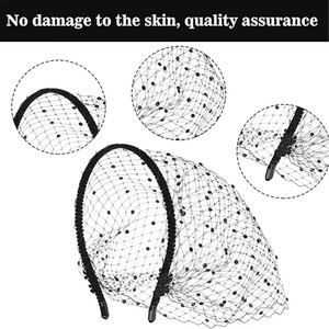 Bandeau noir vintage d'une <span class=keywords><strong>femme</strong></span> voile <span class=keywords><strong>mariage</strong></span> adapté aux accessoires de mariée fête coiffure d'anniversaire PROM - Product Image 5