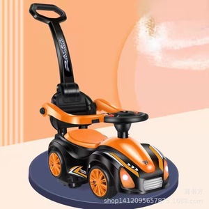 Twist Car Four <b>Wheel</b> Scooter For Kids 1-5 Years Old With Led Lights And Push Handle Orange Black Color Mix - Product Image 1