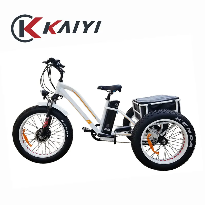 KAIYI Hot Sale Fat Tire Ebike Super Power Fast Speed Long Range Tricycle Electric Lithium Battery Aluminum Alloy 9 Speed 48V