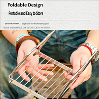 Grille de cuisson pliable en acier inoxydable pour camping, randonnée, barbecue, feu de camp, trépied pour pique-nique et cuisine en plein air