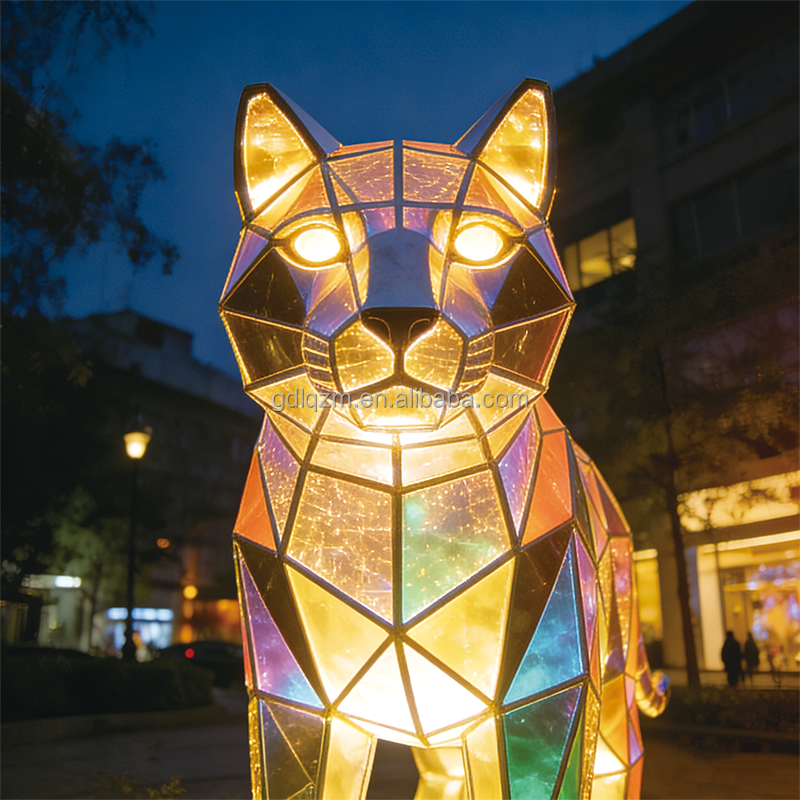 Geometric Panther Outdoor LED Sculpture Light (Stainless Steel + Frosted Acrylic) IP65 Waterproof 2700-6500K Remote Lighting