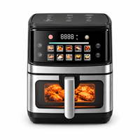 Friteuse à air carrée moderne sans huile de 12 L avec écran couleur et fenêtre de visualisation, fonctions de cuisson et de grillade pour la cuisine domestique