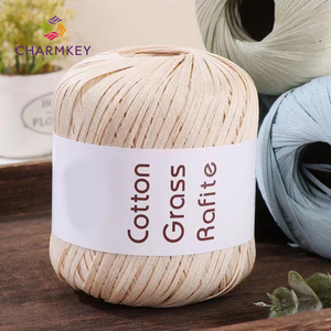 Vente en gros de fil de <span class=keywords><strong>raphia</strong></span> 100% coton rayonne doux et lisse pour crocheter des sacs et des chapeaux de paniers tricotés à la main - Product Image 4
