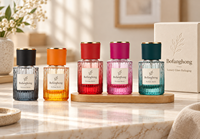 Flacon de parfum cylindrique en verre coloré à nervures verticales de luxe 30ml 50ml, rechargeable avec pulvérisateur, conteneur de parfum vide personnalisable