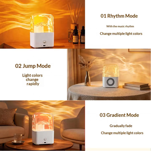 Lampe à LED à effet d'ondulation d'eau avec haut-parleur Bluetooth, lampe de nuit 3D rechargeable par USB, lumière d'ambiance à changement de couleur RGB pour la décoration de la chambre - Product Image 4