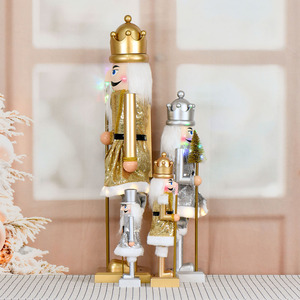 26th Anniversary New Product Golden and Silver <strong>Snowflake</strong> Royal Cane Plastic <strong>Nutcracker</strong> with Light Illuminated Musical Craft - Product Image 3