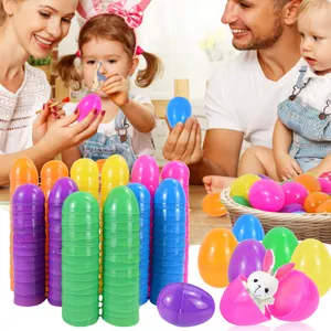 Caja de embalaje para regalo de dulces para niños, decoración para el hogar de Pascua, suministros para fiesta de cumpleaños, 36 Uds./set, huevos de Pascua de plástico coloridos