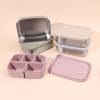 Boîte de conservation alimentaire en acier inoxydable anti-fuite de 1200 ml, boîte à lunch en acier inoxydable avec couvercle en silicone, boîte à lunch pour enfants