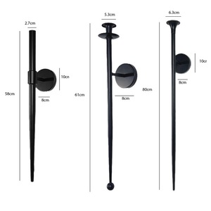 เชิงเทียนติดผนังเหล็กสีดำแบบแท่งยาว ของตกแต่งบ้าน สำหรับห้องนั่งเล่น - Product Image 5